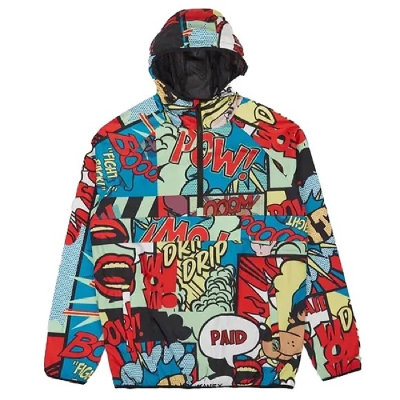 Reason Other - •It’s The Money Calling• Graphic Print Half Zip Pull Over Jacket